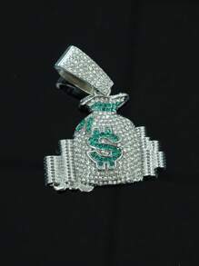 1pc Fashionable Hip Hop Style Dollar $ Symbol Pouch Pendant Necklace, Rap Music Inspired Accessories For Men