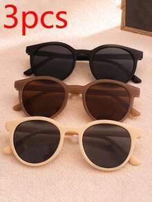 3pcs/1pc Retro Small Round Frame For Girls, Fashionable, Daily Wear, Party, Holiday Party, Decoration - Multicolor - View 1