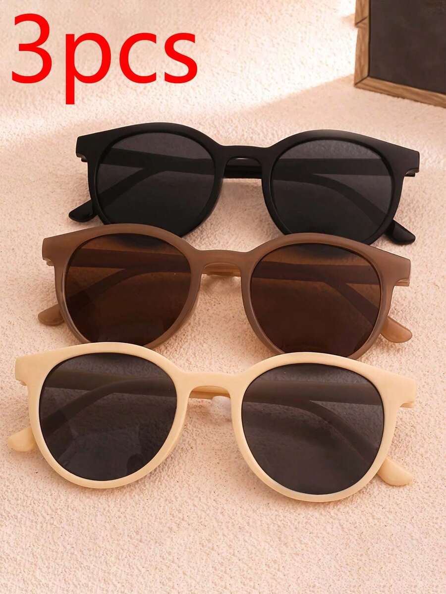 3pcs/1pc Retro Small Round Frame For Girls, Fashionable, Daily Wear, Party, Holiday Party, Decoration - Multicolor - View 1