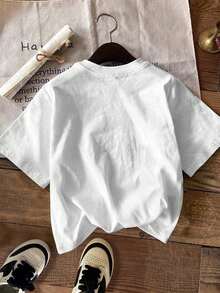 Women's Cocktail Print Round Neck Short Sleeve T-Shirt, Summer Vacation Top - White - View 2