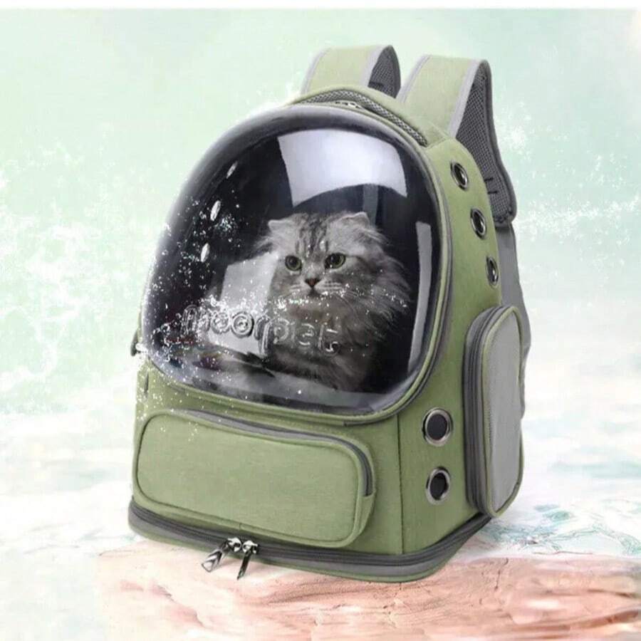 Astronaut Window Dog Cat Carrier Breathable Transparent Backpack Pet Travel Bag - Army Green - View 1