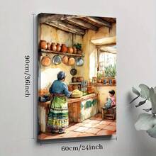 1 Pc Traditional Mexican Folk, Rustic Kitchen Framed Wall Print Canvas Wall Art-Retro 2D Artwork Wall Poster Decoration For Living Room, Bedroom, Home Decor, Ready To Hang - 白色 - 查看 10
