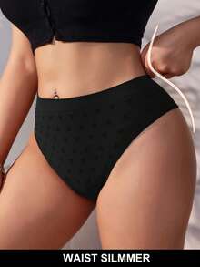 3PCS Casual Plus Size Multi-Color Mid Waist Heart Print Women Butt Lifting Tummy Control Shapewear Shorts Flat Belly Sheath Slimming Pants Underwear Shorts - Multicolor - View 5
