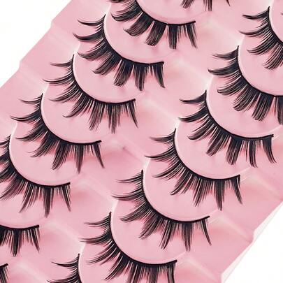(10 Cặp) Lông mi Manga Lông mi mèo nhọn, Lông mi giả tự nhiên Anime Lông mi giả mỏng mảnh Trang điểm Hàn Quốc Cụm, Lông mi cosplay Nhật Bản Lông mi giả dày ấn tượng