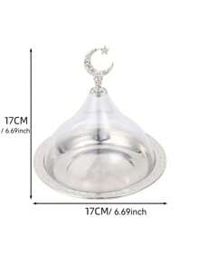 1pc Eid Al Fitr Tray Eid Al Fitr Mubarak Round Metal Food Tray Crazy Night Islamic Eid Al Fitr Mubarak Plate Food Storage Container Suitable For Eid Al Fitr Islamic Muslim Event Party Gifts, Gold, Silver