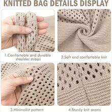 1 buc. Geantă de plajă croșetată, personalizată, brodată, în stil boho, la modă - Geantă de umăr tricotată în culoare solidă, mai multe culori disponibile, cu design de plasă, geantă croșetată, geantă de umăr cu capacitate mare, portofel de plajă, geantă de vară împletită cu goluri pentru femei, geantă de umăr, geantă împletită, geantă tote de capacitate mare pentru vară, geantă împletită tricotată multicoloră, geantă tricotată vintage simplă cu goluri, cumpărături pentru geantă din fire, ideală pentru vacanța de vară și utilizarea zilnică, esențială pentru călătorii, perfectă pentru decorarea ținutei și fotografie, universală, capacitate mare, versatilă, multifuncțională, colorată, drăguță, adorabilă, contractată, amuzantă, kawaii, y2k, minimalistă, navetă, business casual, de bază, personalizată, unică, personalizată, cadouri ideale pentru el, cadouri ideale pentru ea, familia, prietenii, prietena, pentru aniversări, pentru zile de naștere, pentru sărbători/vacanțe, pentru activități - Multicolor - Vizualizare 12