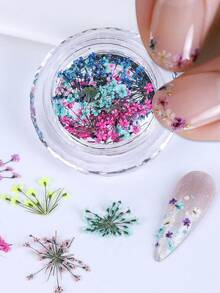 3D Flower Nail Art Decoration 1/2Boxes Dried Flower Leaf Stickers Yellow Green Pink Blue Red Natural Floral Petals Charms Mixed Nail Decor Summer Manicure Accessories Nail Supplies Nails Nail Gems - Multicolor - View 6