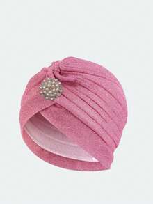 1pc Fashion Solid Color Casual Polyester Sequin Patchwork Twisted Head Wrap Cap, Suitable For Everyday Wear, All Season Hair Sleep Cap - B - View 12