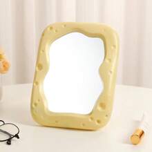 1 Peça Espelho de Maquiagem Minimalista Assimétrico em Formato de Queijo, Espelho de Toucador Grande para Dormitório de Estudante