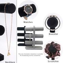 Procase 优质天鹅绒三层木制手链架，单层珠宝收纳展示架，适用于手镯、手镯、手表、发饰 - 带木制托盘，适用于女士收纳整理器旅行必需品返校宿舍收纳 - 彩色 - 查看 2