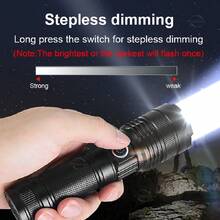 High-Power LED Flashlight USB Charging Built-In Large Capacity Battery Super LED Long-Range White Lighting LED Light Telescopic Zoom Bright Tactical Lantern Outdoor Camping Fishing Adventure Spotlight - Black - View 8