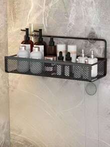 1pc, Bathroom Bathroom Wall Shelf Without Punching Shampoo Bath Toothpaste Hanging Iron Storage Shelf Corner Tripod Back To School
