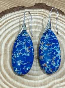 1 paire de boucles d'oreilles rétro style bohémien en forme de goutte d'eau avec faux gemmes, convient pour les femmes au quotidien, les fêtes, les voyages, cadeau de bijoux