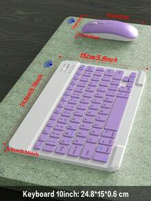Keyboard Case And Mouse For IPad 5th/6th/7th/8th/9th/10th, Pro 11, Air 1/2/3/4/5/6 Case Detachable Wireless Keyboard Battery 150 MAh And Cover, Built-In Pen Holder-Lilac Purple - Lilac Purple Keyboard+Case+Mouse Set - View 10