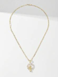 1pc 2025 New Hypoallergenic Copper Inlaid Zirconia Fashion Pendant Necklace, Suitable As Gift For Mother/Valentine's Day Couples/Friends/Godparents, Catholic Holy , Daily Or Holiday Religious Wear