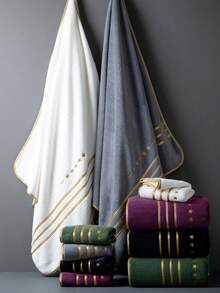 1 khăn tắm cỡ lớn, chất liệu polyester, màu tím trơn đơn giản với họa tiết ngôi sao thêu, hình chữ nhật 86*170cm HOẶC khăn tay nhỏ 34*75cm, thấm hút tốt, nhanh khô, mềm mại, thích hợp cho phòng tắm, khách sạn, tiệc tùng, bãi biển, du lịch, thể thao, quà tặng, hồ bơi, thẩm mỹ viện, ngoài trời, phòng tập thể dục, unisex, trang trí phòng tắm gia đình bốn mùa, trang trí mùa thu, trang trí năm học mới, khăn tắm cho thẩm mỹ viện, khách sạn, thể thao, đồ dùng thiết yếu tại nhà, khăn tắm, chăm sóc da. - Màu tím - Xem 5