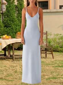 Women Y2k Macxi Dress Spaghtti Strap Backless Bodycon Cocktail Prom Dress Wedding Dresses Summer Vacation Beach Party Dress Graduation Long Dress Going Out Outfit Elegant Clothes - Màu xanh lam - Xem 1