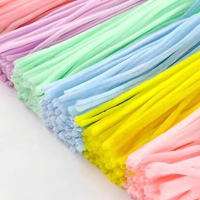 100/500 Pcs Pastel Pipe Cleaners Chenille Stems 12 Inch Bulk Pipe Cleaner Flower Assorted Fuzzy Sticks For Creative School Project DIY Halloween Xmas Decor, 5 Colors(5 Macaron Colors)