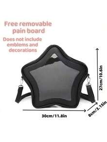 1pc Y2K Japanese Harajuku Kawaii Style High School Teen Girls JK &Lolita Bag Casual Campus Shoulder Bag,Millennial Hottie Cute Star Black Crossbody Bag,Transparent PU Leather Bag,Large Capacity DIY Badges Display Plate Ita Bag,Perfect Gifts For Women,Suitable For Daily Use,Comic Con,Concert,School,University Classroom,High School Junior High School Students Bag,Back To School Essentials,Collegue Homecoming,Second Dimension Fans,Japanese Anime Fans - Multicolor - View 7
