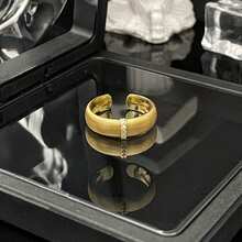 1 件复古法式奢华开口戒指，拉丝饰面，窄/宽版本，可调节适合女性，适合日常佩戴