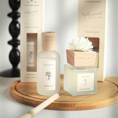 1 Set Aroma Diffuser Kit (1 Bottle Essential Oil + 5 Fragrance Sticks), 4 Natural Plant Extract Scents, Flameless Aromatherapy Indoor Decor To Refresh Air, Home Fragrance, Long-Lasting Aroma, Suitable For Bedroom, Study, Living Room, Bathroom