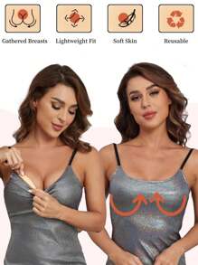 1 Par de Copas Adhesivas para Sostén Reutilizables, de Doble Cara, con Efecto Push Up y Levantamiento, Para Sostenes Sin Tirantes, Bikinis, Trajes de Baño y Deportivos de Mujer