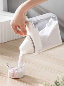 1pc Laundry Powder Container, Airtight Laundry Detergent Storage Box With Measuring Cup And Handle, Clear Plastic Laundry Powder Dispenser For Storing Detergent, Powder, Laundry Pods