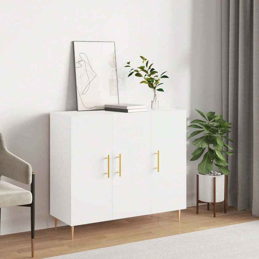 vidaXL Sideboard Weiß 90x34x80 cm Holzwerkstoff - Weiss - Übersicht 1