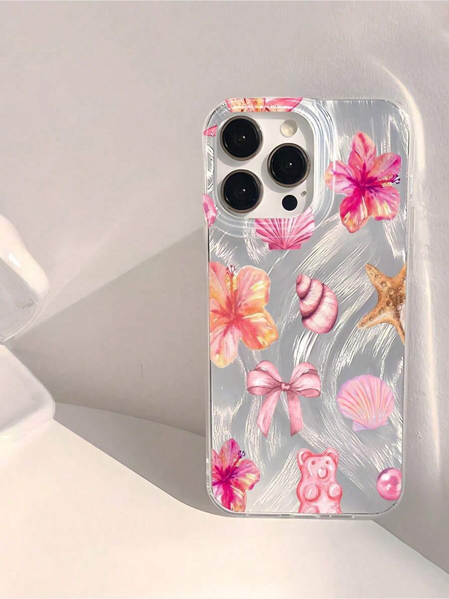 Funda para teléfono (1 unidad) Diseño de concha marina en azul brillante y naranja. Resistente al agua, a los golpes, antideslizante y suave. Compatible con phone.