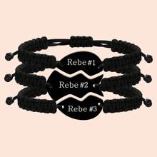 3 PCS Friendship Bracelets For 3 Best Friend Couples With Engraved Stainless Steel Adjustable Handmade Cord Relationship Bracelets For Daughters Family Besties Sisters Granddaughters