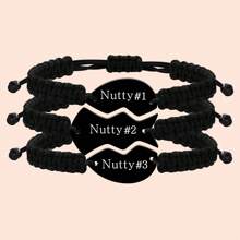 3 PCS Friendship Bracelets For 3 Best Friend Couples With Engraved Stainless Steel Adjustable Handmade Cord Relationship Bracelets For Daughters Family Besties Sisters Granddaughters
