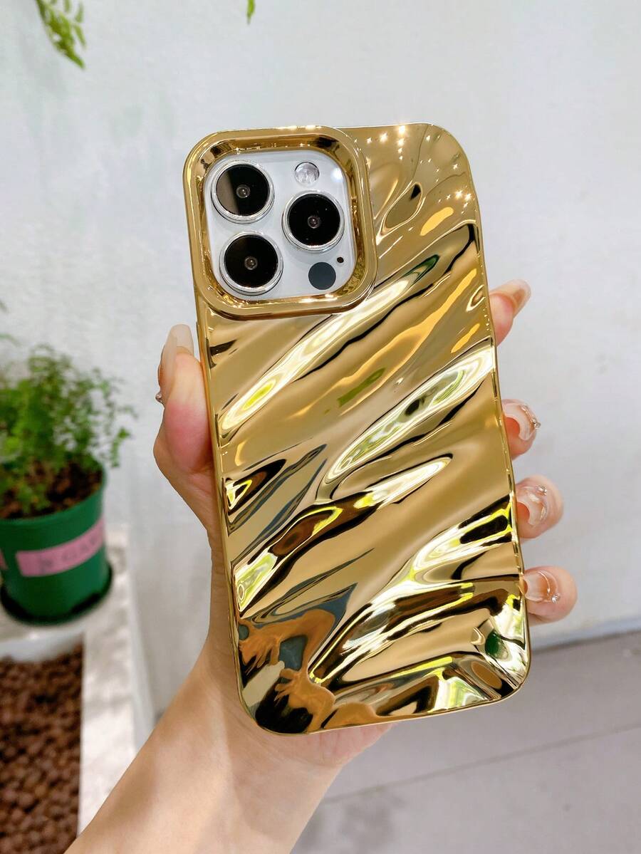 Custodia per telefono di lusso, asimmetrica, ondulata, lucida, con texture 3D morbida, compatibile con iPhone 16 Pro Max/16/16 Pro/16 Plus/15/15 Pro Max/15 Pro/11/12/13/14 Pro Max/11 Pro/11 Pro Max/12 Pro/12 Pro Max/13 Pro/13 Pro Max/14 Pro/14 Pro Max, design premium creativo, impermeabile, antiurto, anti-graffio, regalo di primavera e anniversario