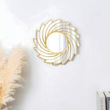 1/2 pezzi Specchio da parete rotondo stile bohémien da 25 cm, con superficie riflettente poligonale - perfetto per la decorazione della camera da letto e del soggiorno, senza alimentazione elettrica