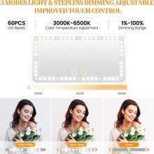 1 Peça Espelho de Vanidade de LED para Para-sol de Carro, Espelho de Maquiagem de LED Inteligente por Toque - 3 Modos de Luz e 60 LEDs - Recarregável e Com Controle de Toque Regulável - Perfeito para Maquiagem em Movimento, Acessório de Interior de Carro Universal para Carros, Caminhões e SUVs - Presente Ideal para o Dia dos Namorados para Mulheres