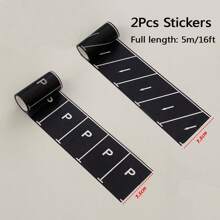 2pcs Straight Road Racing Track Stickers - Black Residue Free Sport Racing-Theme Party Runway Tape, Reusable, 16ft X 2in Each, Plastic Surface Friendly, Easy To Tear Open, For Birthday Party Racing Party Decoration
