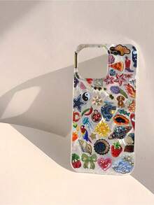 Funda para phone (1 unidad) con diseño moderno y único de corazones, granadas, estrellas y flores. Resistente al agua, a las huellas dactilares y a los arañazos. Transparente, suave y brillante. - Multicolor 9 - Ver 3