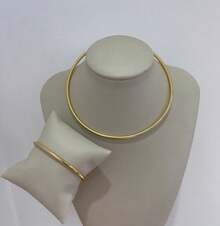 Gold Or Silver Adjustable Choker And Bracelet Set – 3.5mm Wire - 金色 - 查看 2
