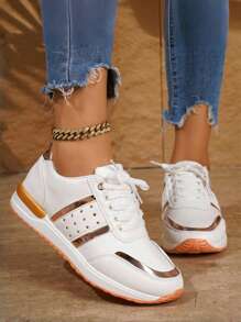 Large Size European And American Style Sports Casual Thick Sole Lace-Up Sneakers, New Arrival Summer Women's Sports Shoes