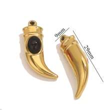 1 Pc 304 Stainless Steel Chili Sickle Shaped Pendant Inlaid With Natural Stone 18k Gold-Plated Pendant For Women To Wear Accessories DIY Pendant