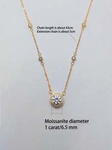 LOVESSOM 1pc 925 Sterling Silver 1carat Moissanite Women's Necklace, Dotted Constellation Clavicle Chain, Valentine's Day Gift