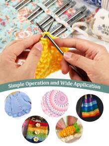 New Crochet Hook Set Of 25cm Stainless Steel Needles 2.0-8.0mm 11pcs + Storage Bag, 3 Styles Available: Pink Floral, Yellow Tree, Blue Elephant. Suitable For Knitting Sweaters, Socks, Scarves, DIY Projects. Great Gift For Mothers, Wives