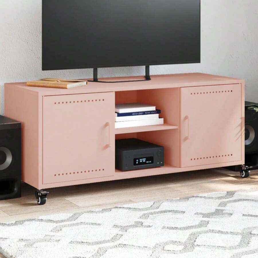 vidaXL TV-Schrank Rosa 100,5x39x43,5 Cm Kaltgewalzter Stahl - 紅色 - 查看 1