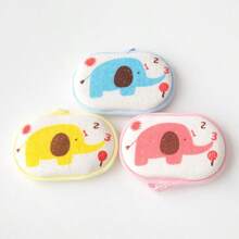 2pcs/Set Teens Bath & Shampoo Brush Set - Soft Silicone, Gentle Scalp Massage, Easy Clean Hair Comb, Cartoon Elephant Washcloth, Soft Lathering Scrubber, Body Hair Cleaning Sponge, Bathing Supplies, Suitable For Teens