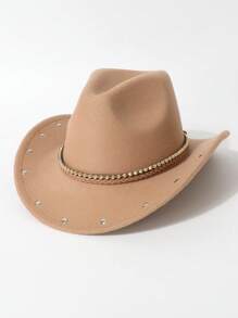 زعانف زائفة من الصوف، قبعة غربية نسائية مرصعة بالمسامير، مناسبة لمهرجانات الموسيقى والأحداث الغربية المستوحاة من الكاوبوي والحفلات الرجعية والتنكرية وحفلات العيد الميلاد والأداءات المسرحية والاستخدام اليومي