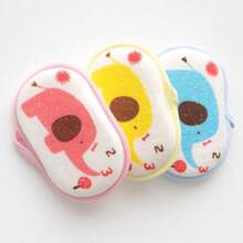 2pcs/Set Teens Bath & Shampoo Brush Set - Soft Silicone, Gentle Scalp Massage, Easy Clean Hair Comb, Cartoon Elephant Washcloth, Soft Lathering Scrubber, Body Hair Cleaning Sponge, Bathing Supplies, Suitable For Teens