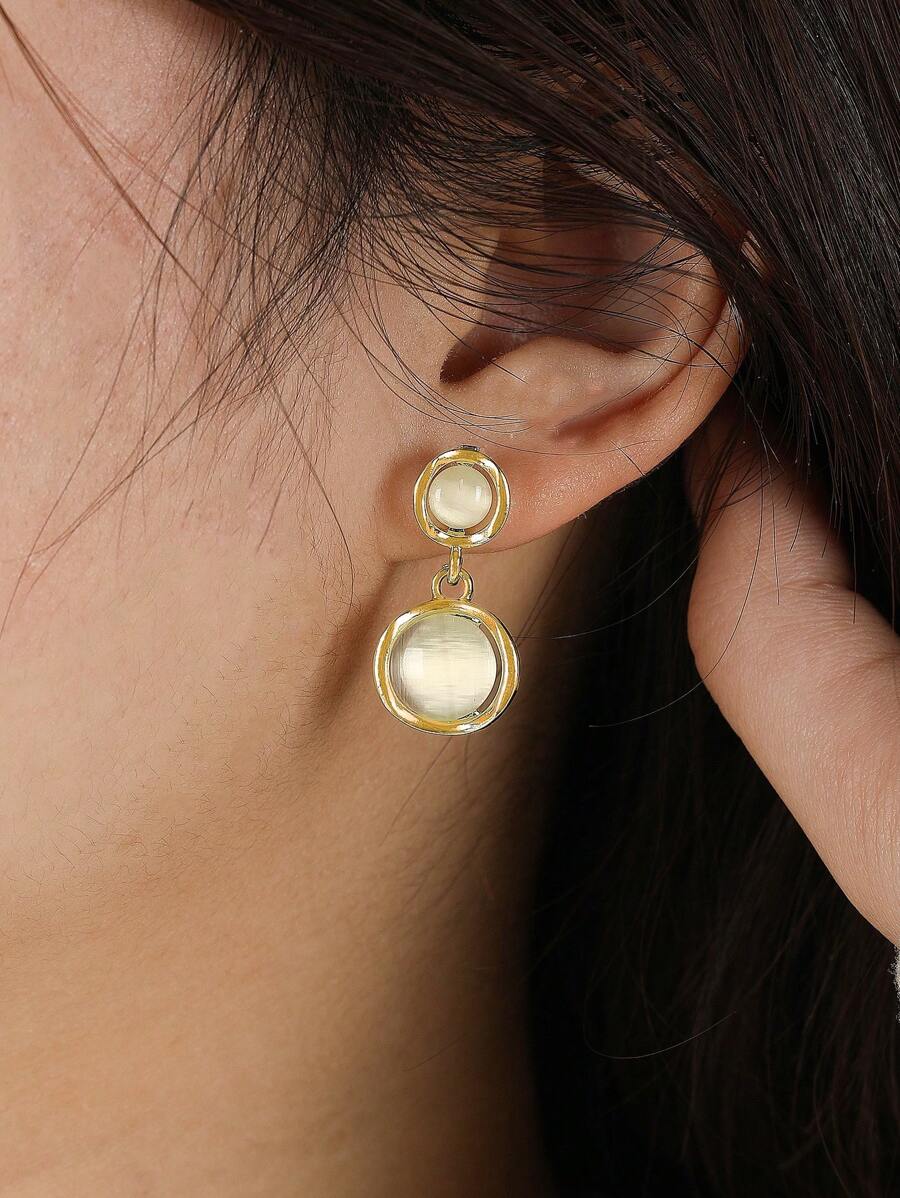 1 Pair Retro Chic Vintage Cat Eye Style Earrings, High-End Quality Daily Wear Accessories