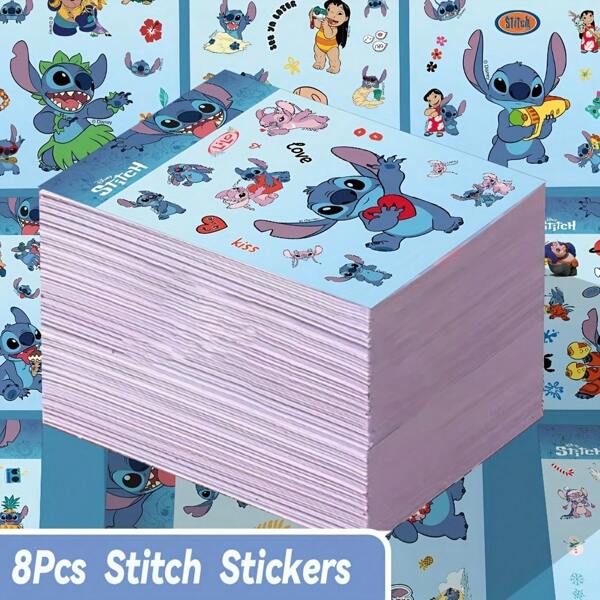 8pcs Stitch Sticker DIY Scrapbook Laptop Phone Guitar Luggage Decoration Sticker