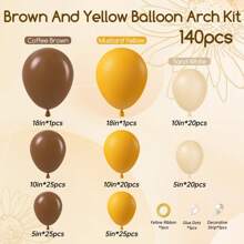 140pcs Bee Balloon Arch Kit, Includes Brown, Mustard Yellow, White Balloons, For Sunflower Bee Gender Reveal Party, Baby Shower Decoration