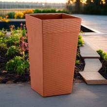 Square Plant Pot Column Rattan Large For Flowers Plants Orchard Garden Balcony Gardening - Rust Brown - View 2