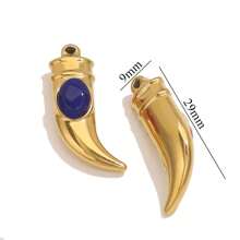 1 Pc 304 Stainless Steel Chili Sickle Shaped Pendant Inlaid With Natural Stone 18k Gold-Plated Pendant For Women To Wear Accessories DIY Pendant